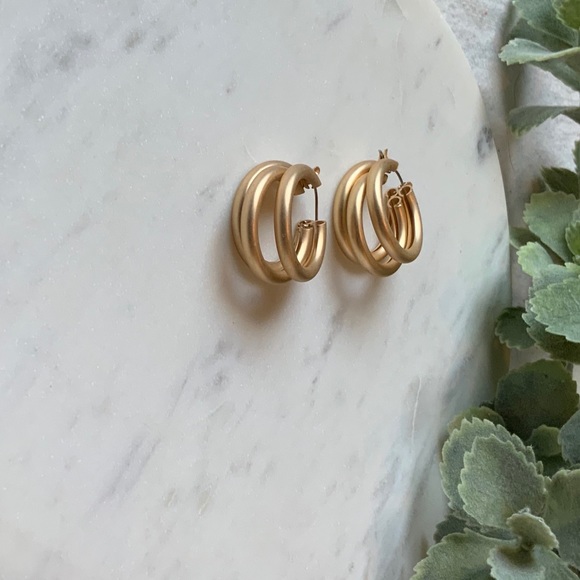 The Charlie - Gold Brushed Triple Hoops - Picture 5 of 6